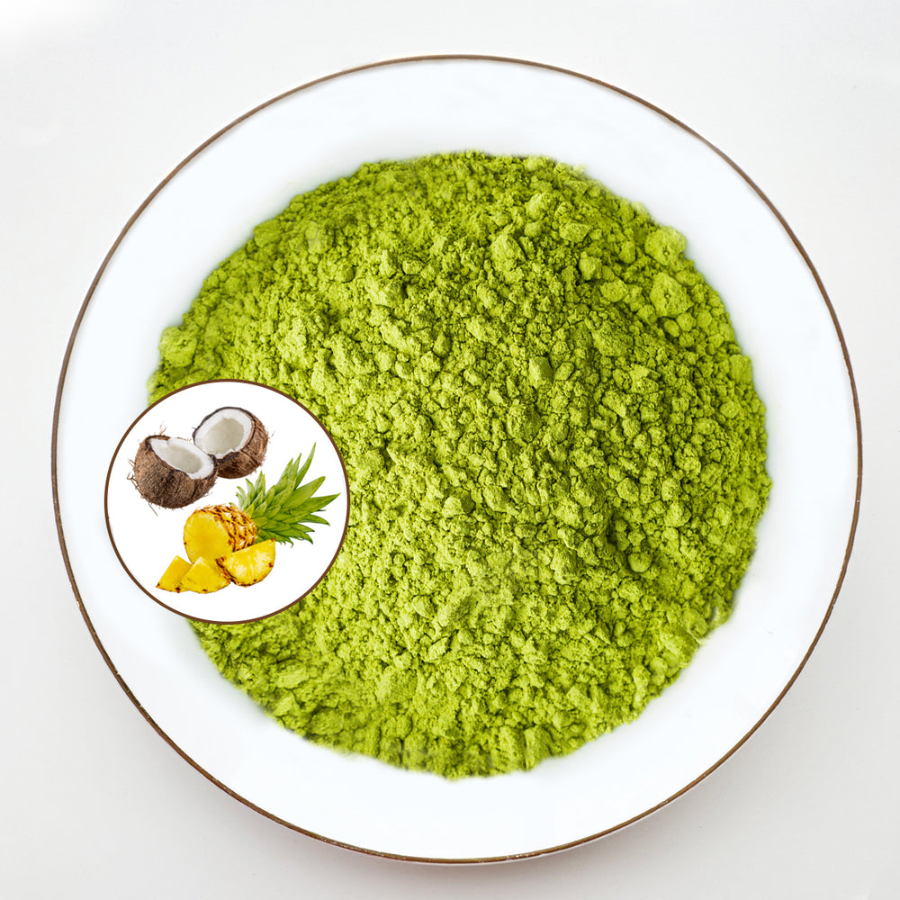 Coconut and hazelnut flavored matcha | Biological